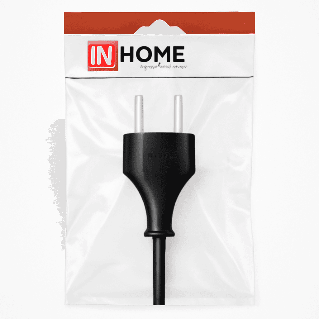 Вилка прямая земля 16А черная InHome 4240 9025