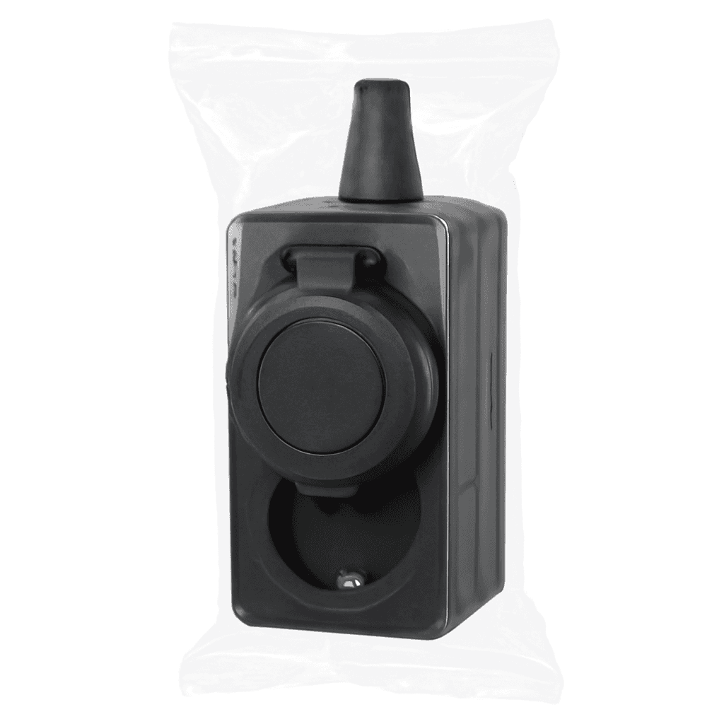 1-2.SALE розетка прямая ОУ 1гн. с загл. каучук 2Р+РЕ 1*16А 220-240V IP44 черн. (Турция) Е1М